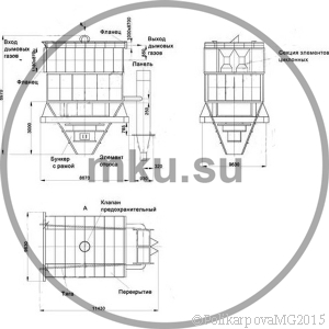 Чертеж циклона БЦ-512-Р-6-(12x12)