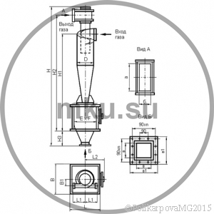 Чертеж циклона ЦН-15-1200-1УП