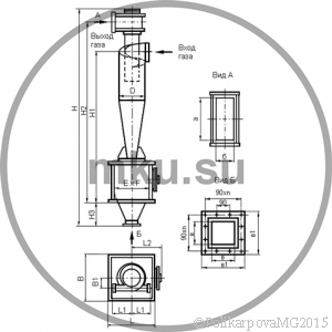 Чертеж циклона ЦН-15-300-1УП