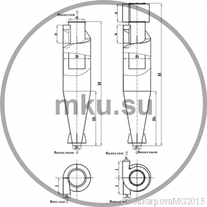 Чертеж циклона ЦН-15-400