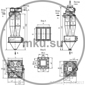 Чертеж циклона ЦН-15-400-4CП