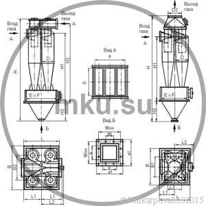 Чертеж циклона ЦН-15-400-4УП