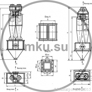 Чертеж циклона ЦН-15-500-2CП