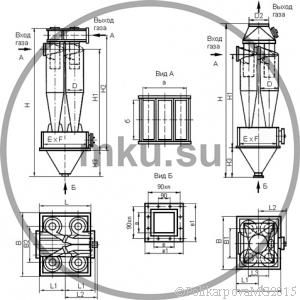 Чертеж циклона ЦН-15-500-4CП