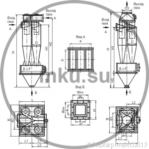 Чертеж циклона ЦН-15-500-4УП