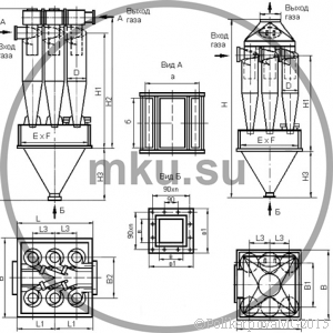 Чертеж циклона ЦН-15-500-6УП