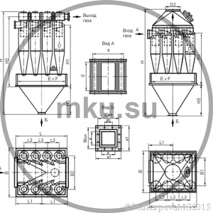 Чертеж циклона ЦН-15-500-8CП