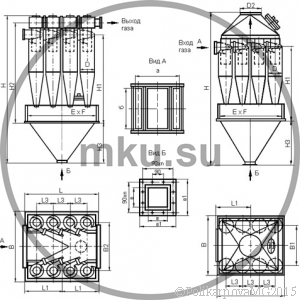 Чертеж циклона ЦН-15-500-8УП