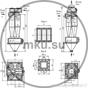 Чертеж циклона ЦН-15-600-4УП