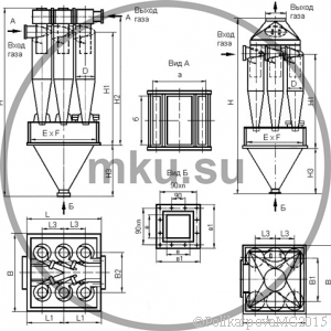 Чертеж циклона ЦН-15-600-6CП