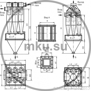 Чертеж циклона ЦН-15-600-6УП