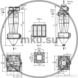 Чертеж циклона ЦН-15-700-4CП