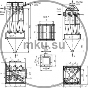 Чертеж циклона ЦН-15-700-6УП