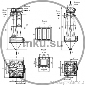 Чертеж циклона ЦН-15-800-4СП