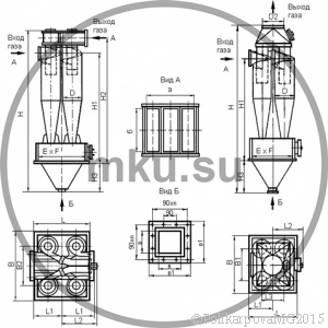 Чертеж циклона ЦН-15-800-4УП