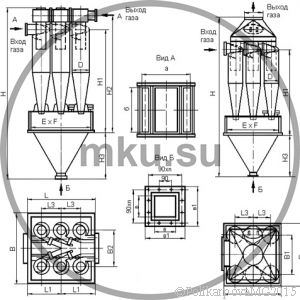 Чертеж циклона ЦН-15-800-6СП