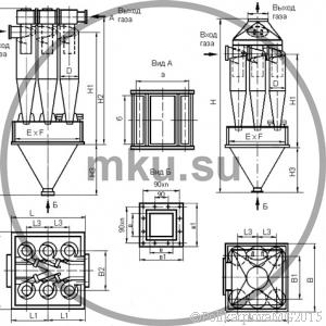 Чертеж циклона ЦН-15-800-6УП