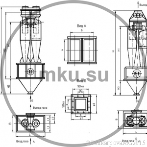 Чертеж циклона ЦН-15-900-2УП