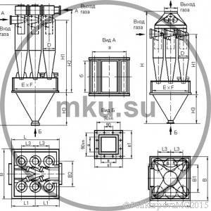 Чертеж циклона ЦН-15-900-6CП