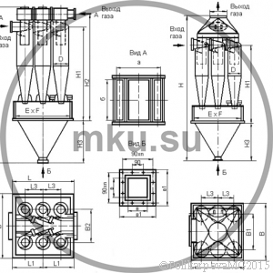 Чертеж циклона ЦН-15-900-6УП