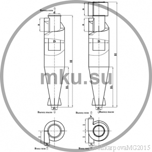 Чертеж циклона ЦН-15-900