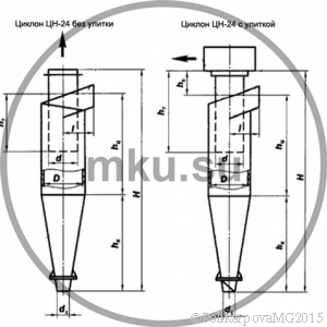 Чертеж циклона ЦН 24