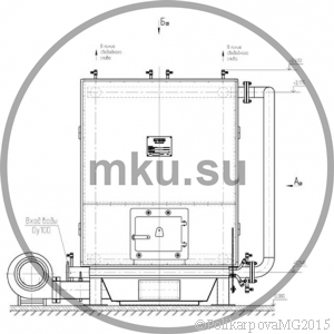 Чертеж водогрейного котла 1,1 МВт РПК вид 2