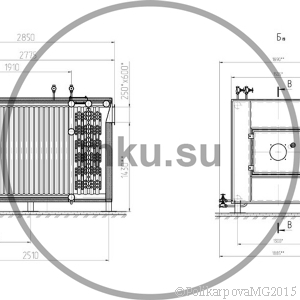 Чертеж водогрейного газового котла 1 МВт