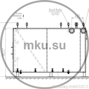 Чертеж водогрейного газового котла 1 МВт вид 2