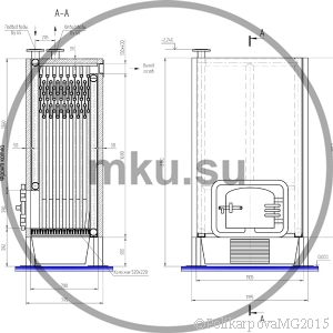 Чертеж водогрейного котла на дровах 150 кВт